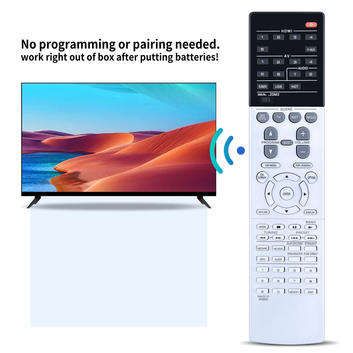 For Yamaha AV Receiver Remote Control RAV510 ZK06600 RX-V677 RX-A740 RXV677