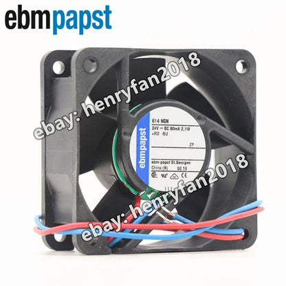 Ebmpapst 614NGN Axial Fan DC 24V 2.1W 90mA 60*60*25MM 2-wires Cooling Fan