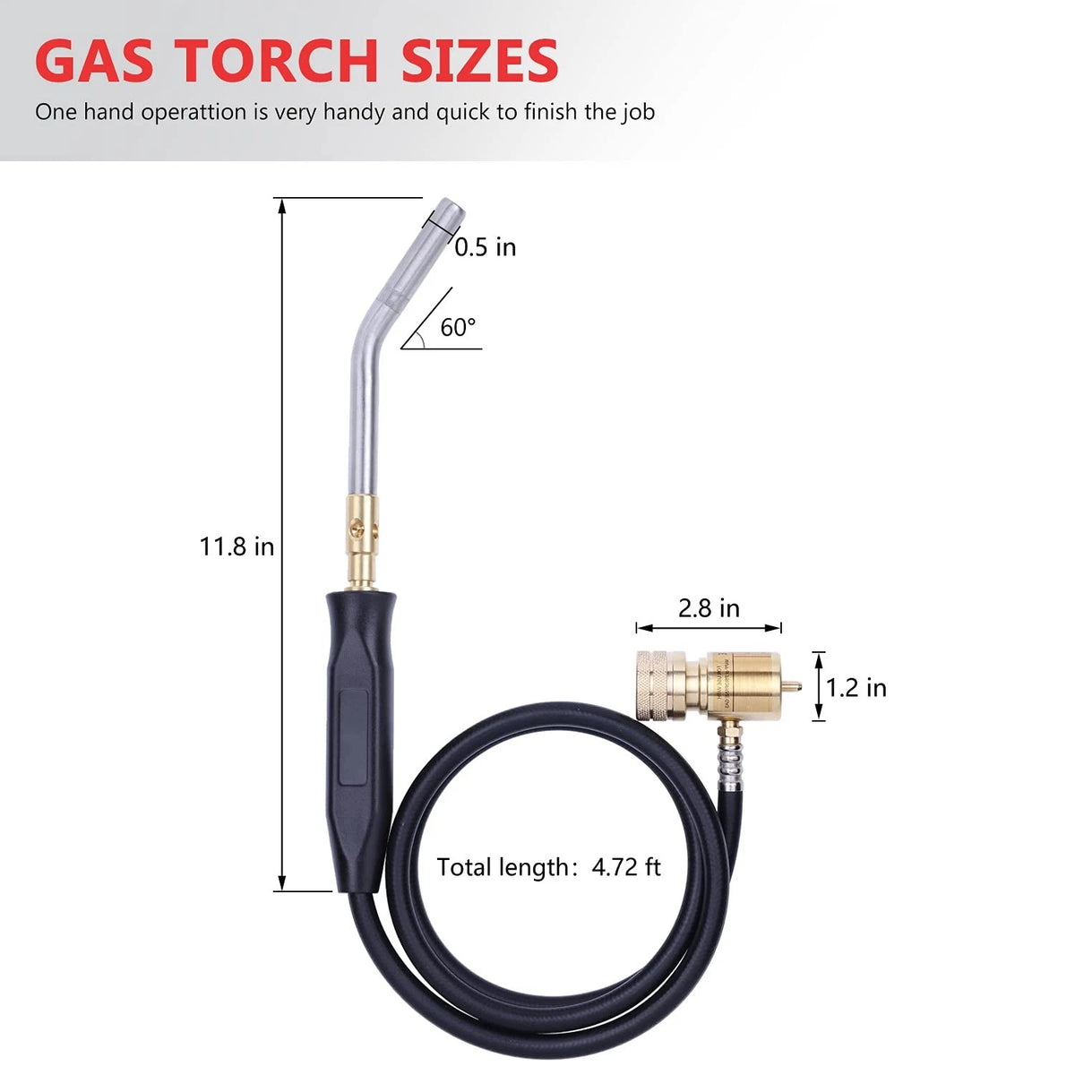 Propane Torch Hand Hose, Mapp Gas Torch,Welding Torch,Hose Length Black