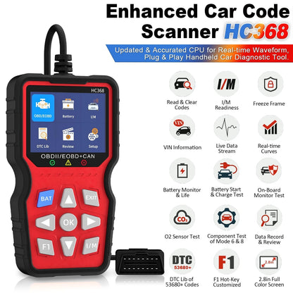 OBD2 Scanner Professional, Car Diagnostic Tool with Live Data & Battery...