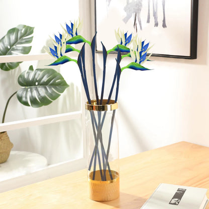 Bacucine Bird of Paradise Artificial Plant 6Pcs Rubber Strelitzia Blue