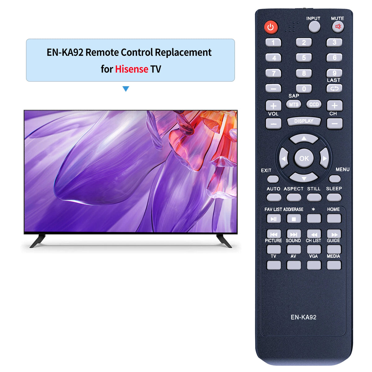 EN-KA92 Remote Control For Hisense TV 32H3C 32H3E 32H5FC 40H3B 40H3C 40H3EA