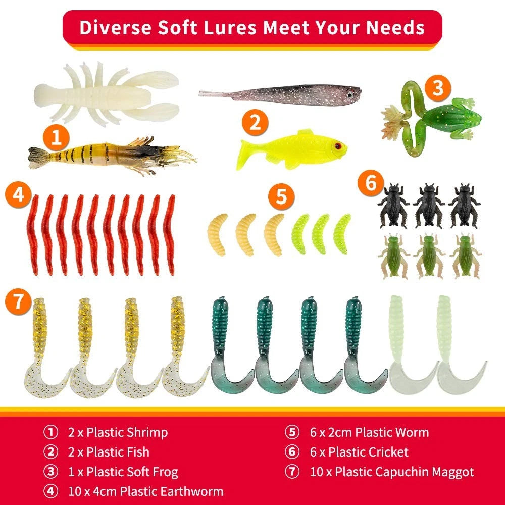 GOANDO Fishing Lures Kit for Freshwater Bait Tackle Bass Large, 78pcs
