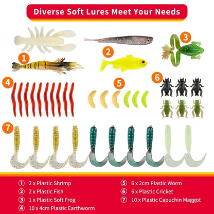 GOANDO Fishing Lures Kit for Freshwater Bait Tackle Bass Large, 78pcs