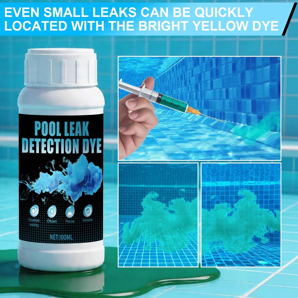 WANJAO Blue Pool Leak Detection Dye Kit, Easily Locate The Point blue