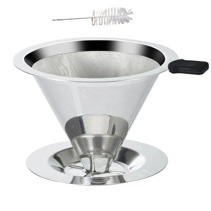 304 Stainless Steel Coffee Dripper Double Layer Filter Screen Retains Oil Fat