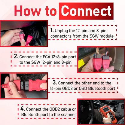 12+8 Pin Connector to OBD2 Adapter, Secutiry Gateway Bypass Cable, 1.2 FT