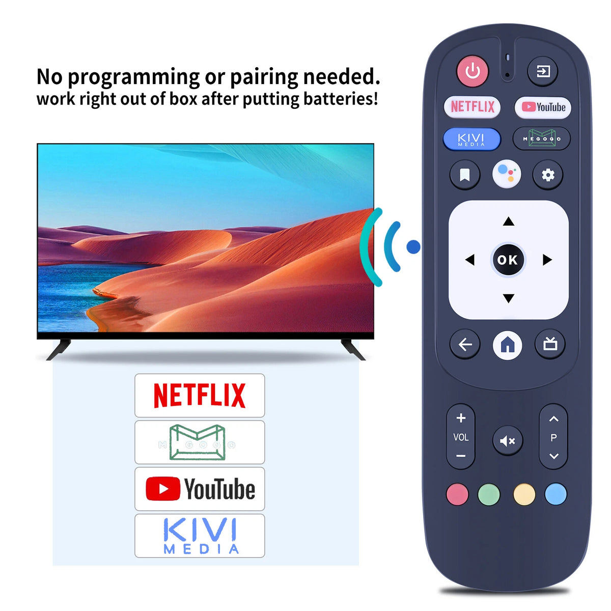 Replacement Voice Remote Control For Kivi RC28 RC90 TV