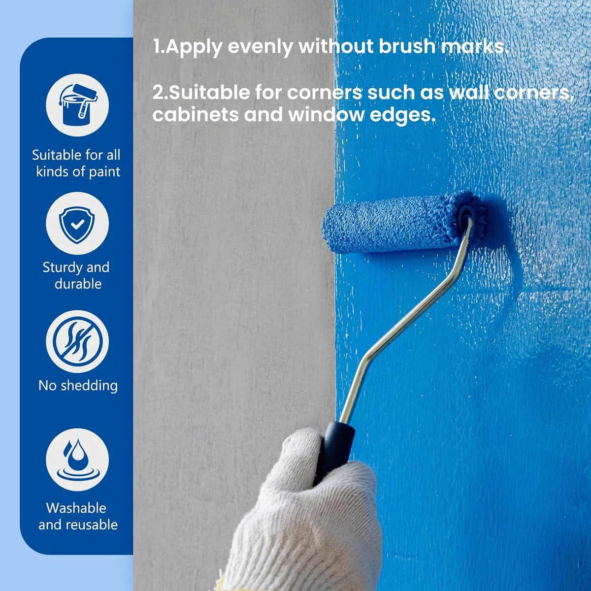 100 Pack 4 Inch Microfiber Paint 4 Roller Kit, 100 Pack, Blue