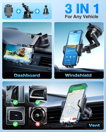 [True Military-Grade] Car Phone Holder VANMASS 4-7 inches, Ink Black