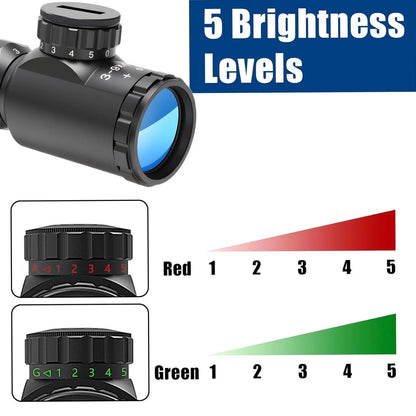 Rifle Scope 3-9X40, Red/Green Rangefinder Illuminated Optical Black