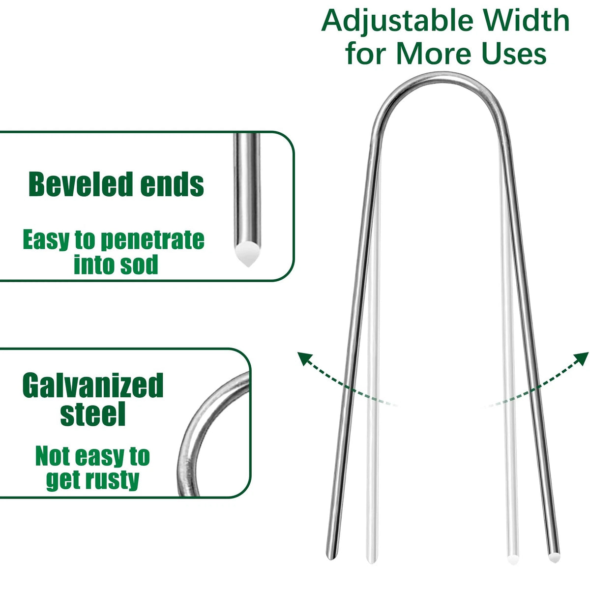 HOUYA 50 Pack Garden Stakes 4 Inch U-Shaped Drip Irrigation 4 Inch, sliver
