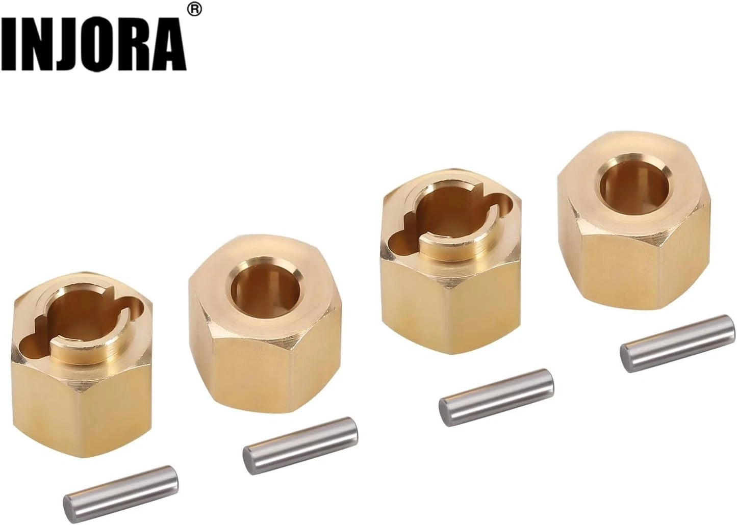 INJORA Brass Wheel Hex Hub 6mm(+2mm) Extenders Adaptor for 1/18 RC 6mm