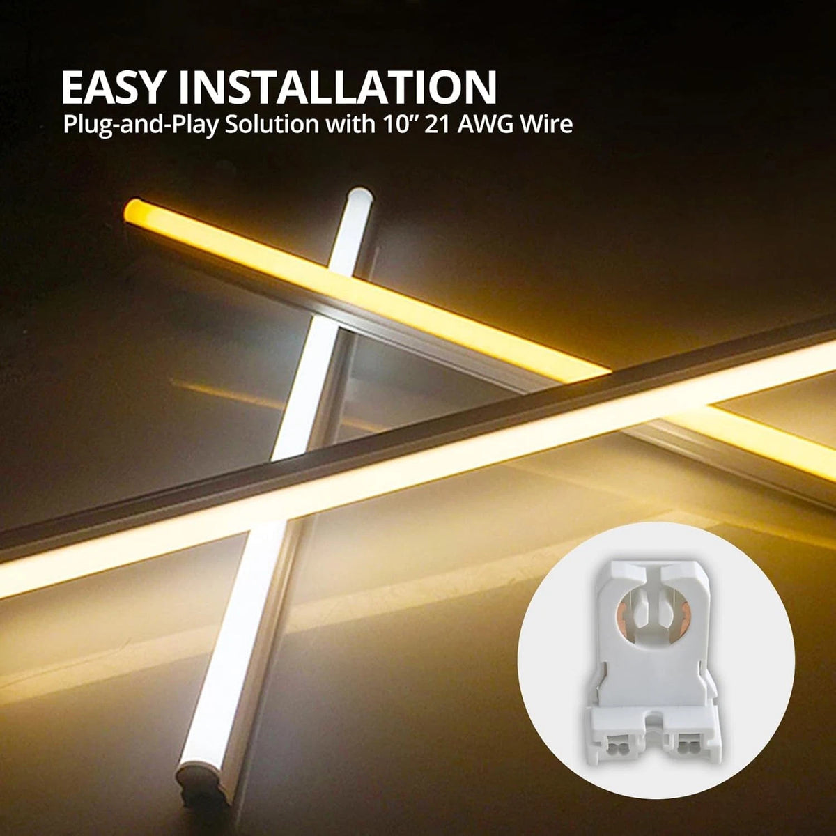 12 Packs Non Shunted T8 Lamp Holder Socket Turn Type for LED Fluorescent...