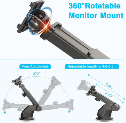 Backup Camera Monitor Mount - Windshield Suction Cup Mounting Bracket, Black