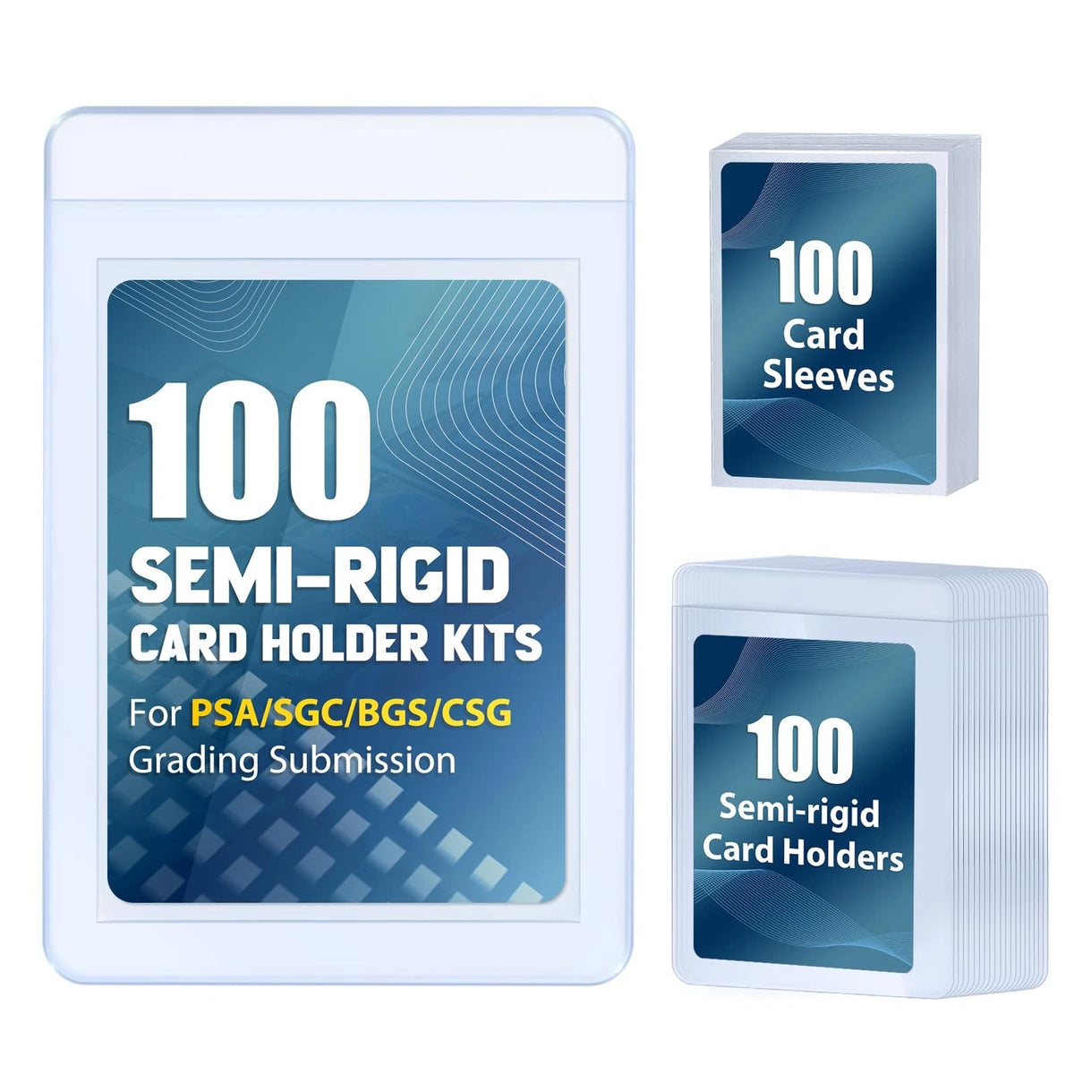 100ct Semi-Rigid Card Holder and Penny Sleeves, 100pcs+100pcs, Clear