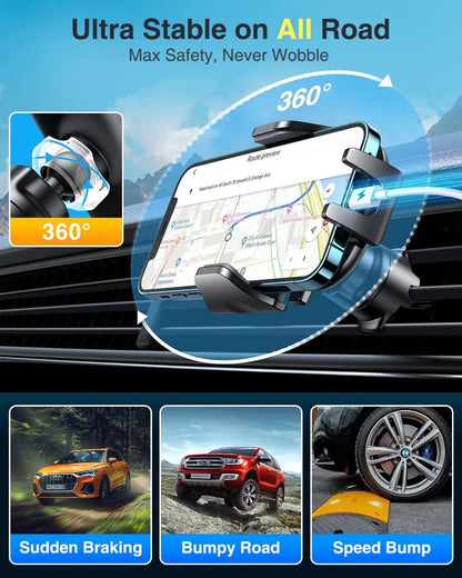 [True Military-Grade] Car Phone Holder VANMASS 4-7 inches, Ink Black