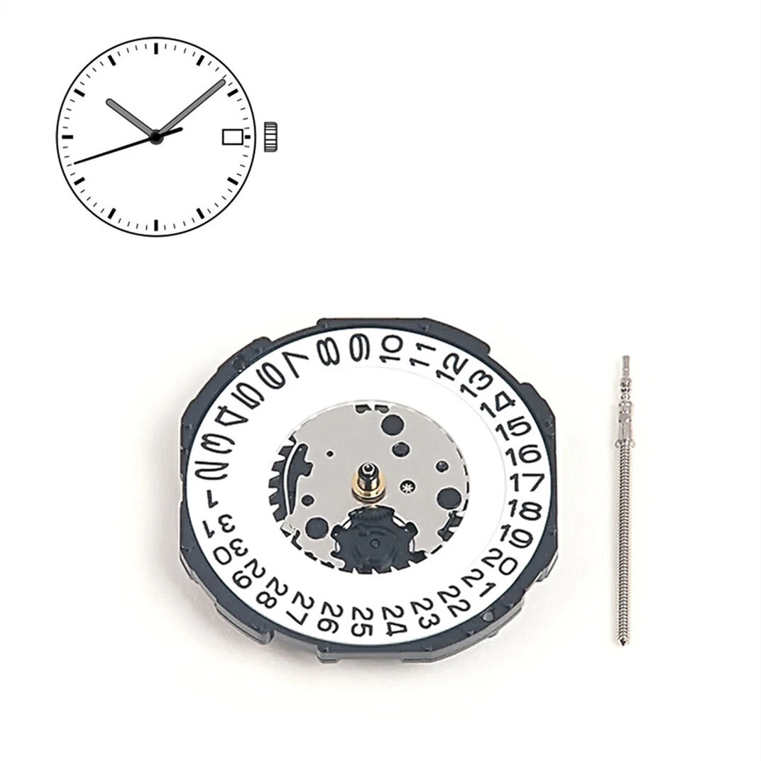 Durable 23.7mm 32,768 Hz Frequency Date At 3 Quartz Watch Movement PC32A