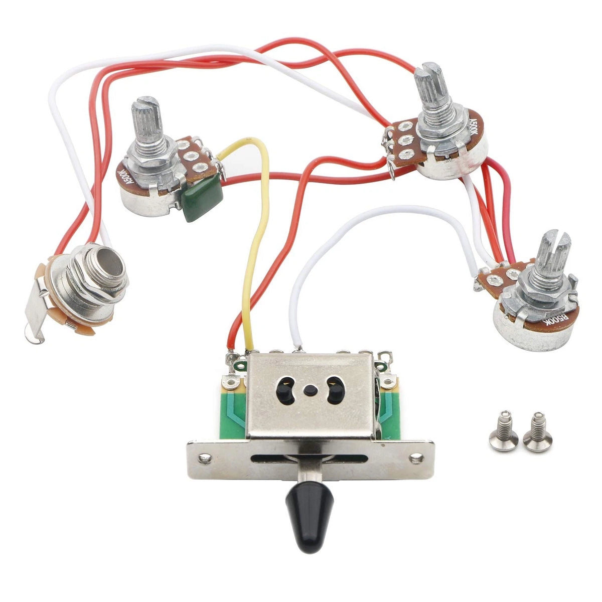 JIUWU Strat Guitar Wiring Harness Prewired 3X 500k Pots 1 Volume Random color