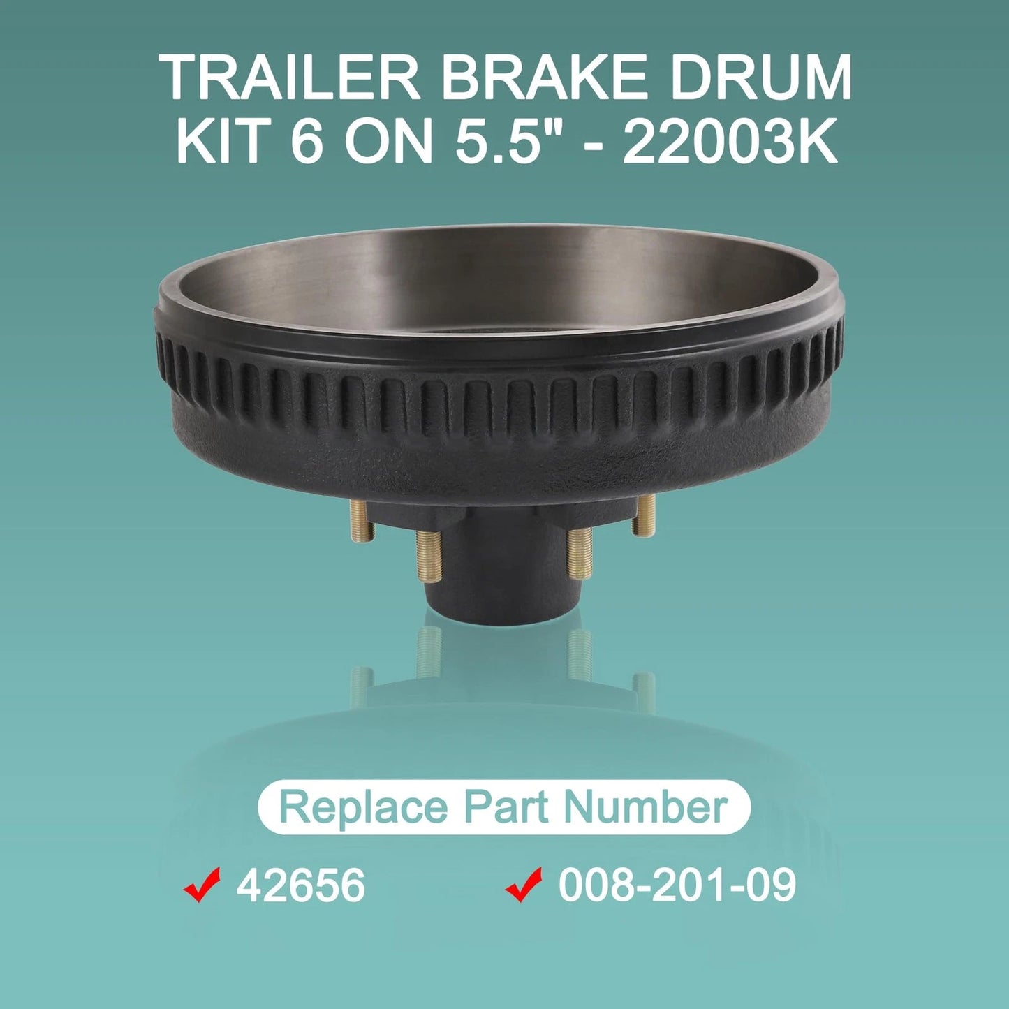 12" x 2" Trailer Brake Drum Kit 6 on 5.5" Replacement for 6 5.5