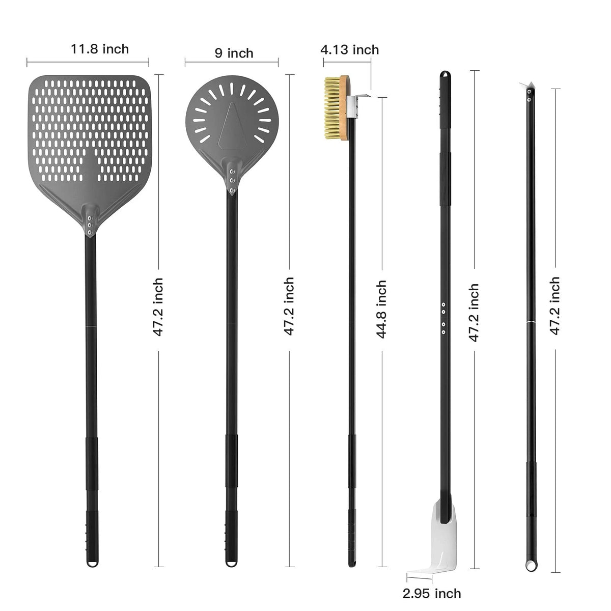 G.a HOMEFAVOR 5-Piece Pizza Tool Set, Oven Gray