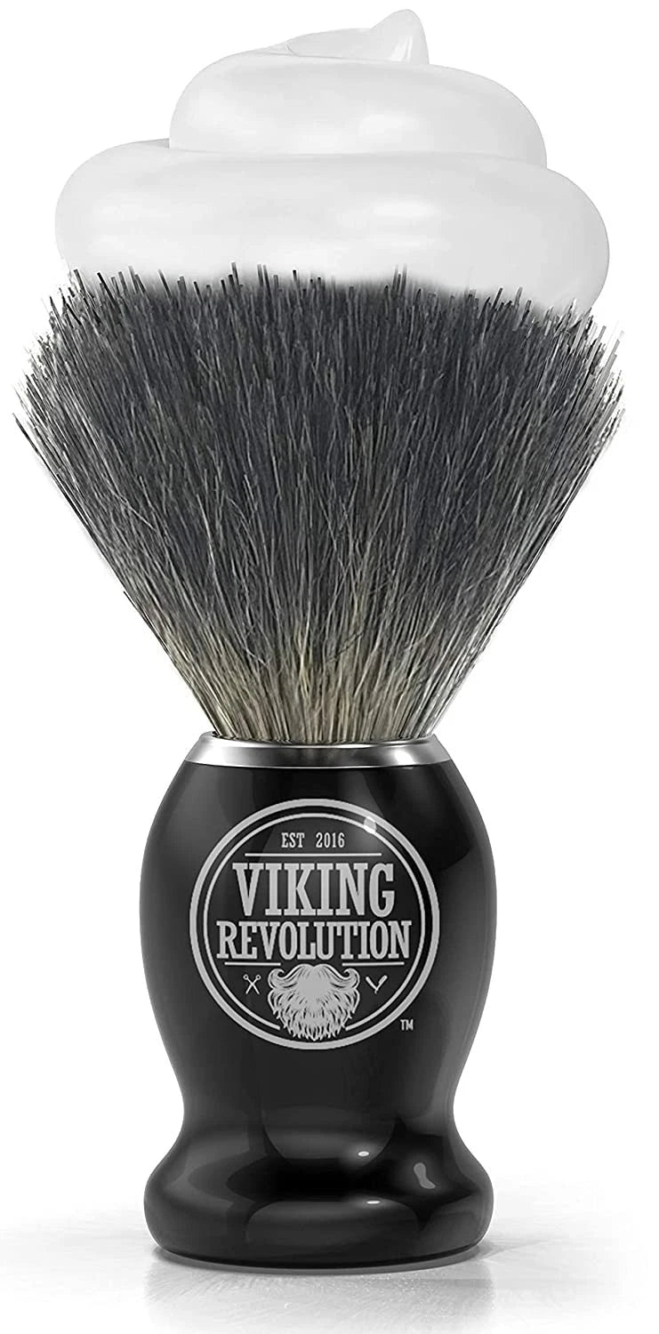 Viking Revolution Badger Hair Shaving Brush- Shave 1 Count (Pack of 1), Black
