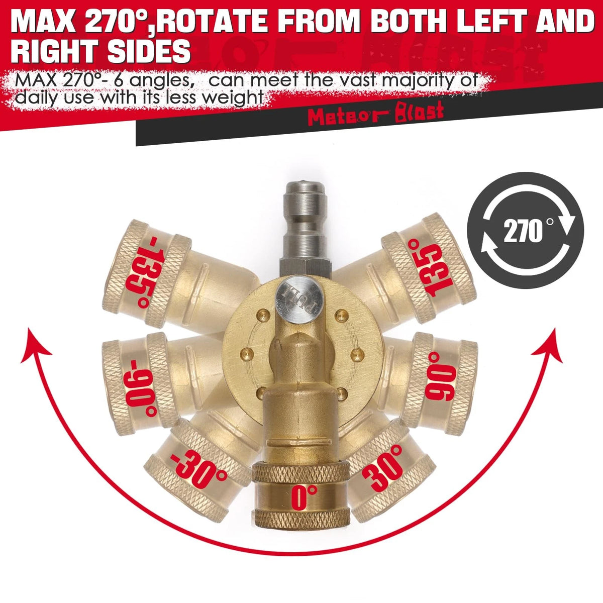 Meteor Blast Pivoting Coupler, 270 Degree with 7 7 angles：270 degree, Brass