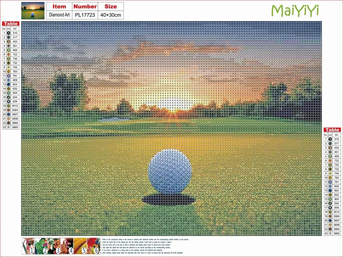 MaiYiYi 5D Golf Diamond Painting Art Kits, 16x12 inches 40x30 cm, Clear