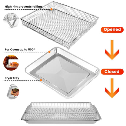 Air Fryer Basket Tray 12.4''x11'' For 1 Set and Basket, Silver