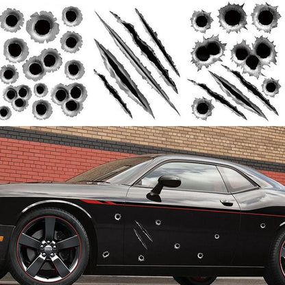 3D Funny Bullet Hole Car Decals Motorcycle Scratch Car Stickers Auto Decoration