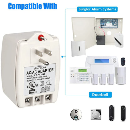 16.5V 40VA Burglar Alarm Systems and Doorbell Transformer,16.5V Plug in...