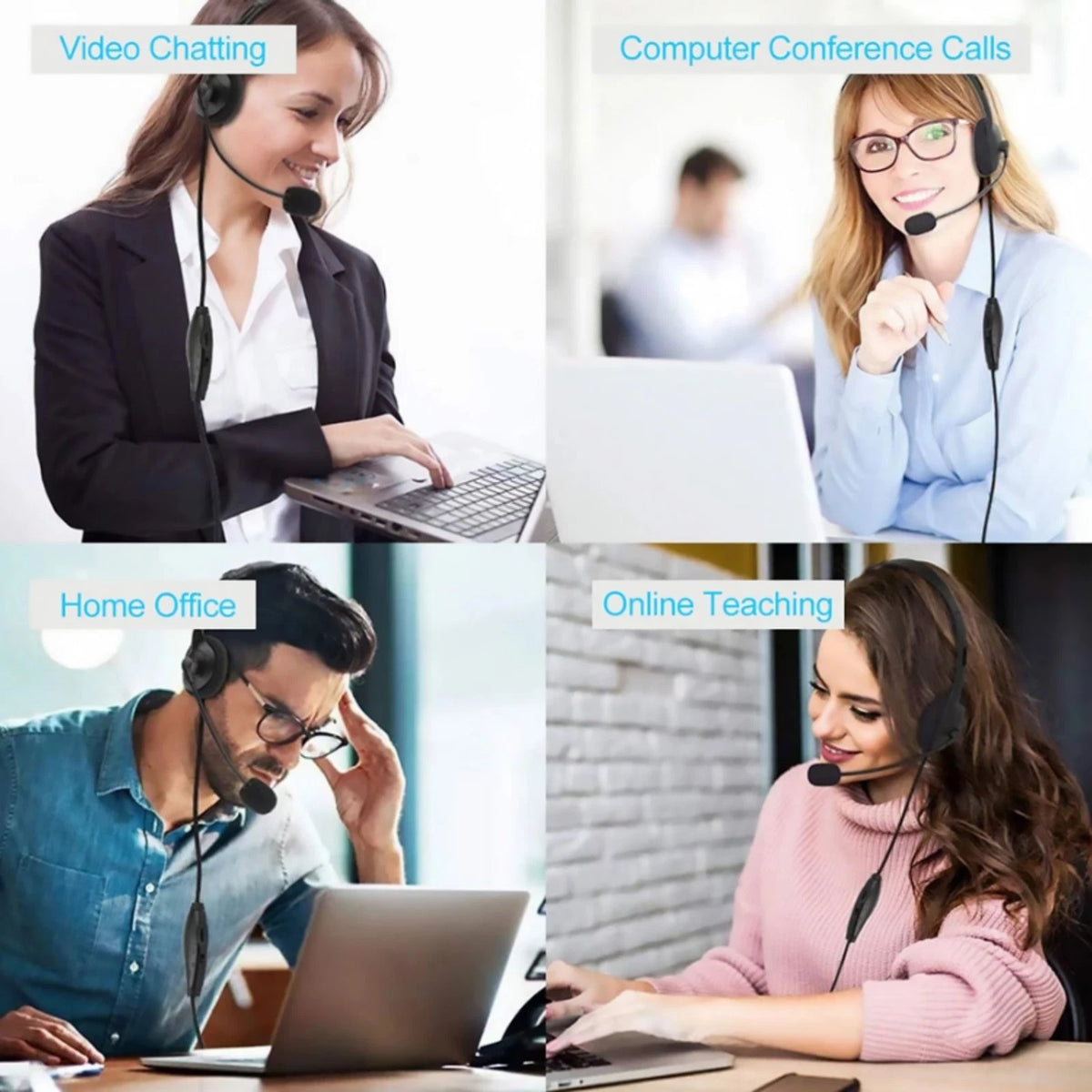 USB Headphone With Flexible Microphone Boom For Customer Service Job Call Center