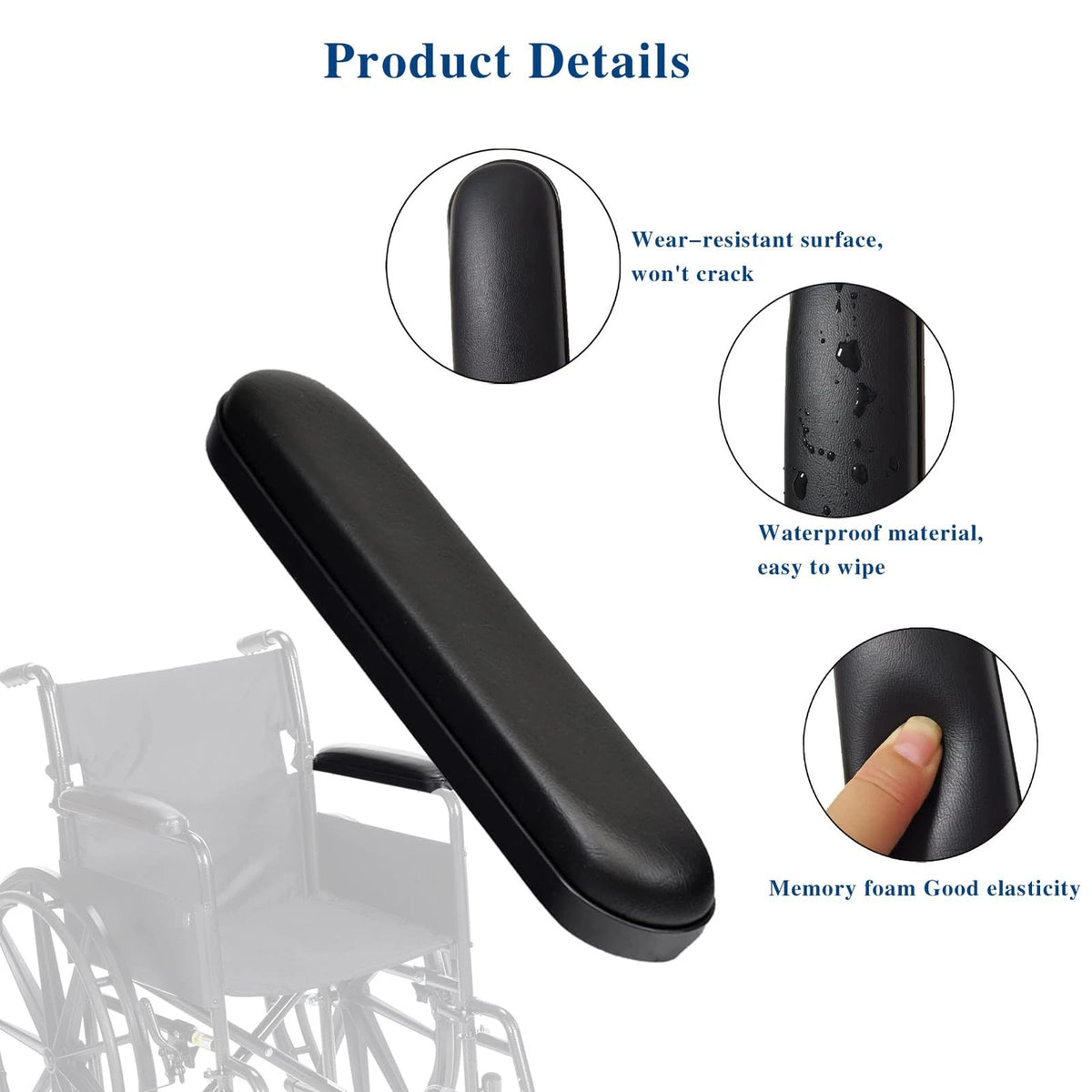 HMZ Full Length Padded Armrest Black 10-1/4" Long 10-1/4", One Color