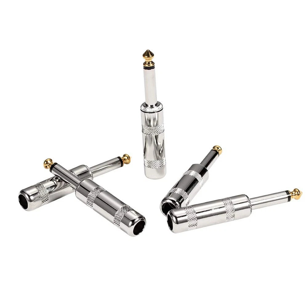 HSP-HSWITI Audio 1/4" TS Plug, 6.35mm Heavy (6.35mm), Silver Straight