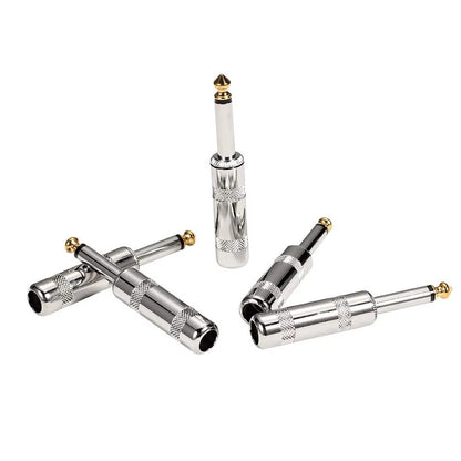 HSP-HSWITI Audio 1/4" TS Plug, 6.35mm Heavy (6.35mm), Silver Straight
