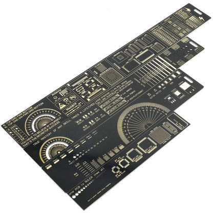 Mayata 3PCS/4PCS 15cm 20cm 25cm 30cm Multifunctional PCB Ruler black