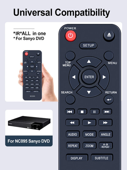 NC095 Remote Control For Sanyo DVD Player FWDP105 FWDP105F FWDP105FA FWDP105FB