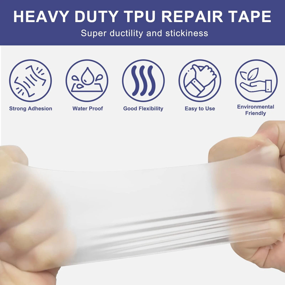EPDPLAY Waterproof Clear TPU Inflatable Repair Patch Kit - 3 in x 7 ft Blue