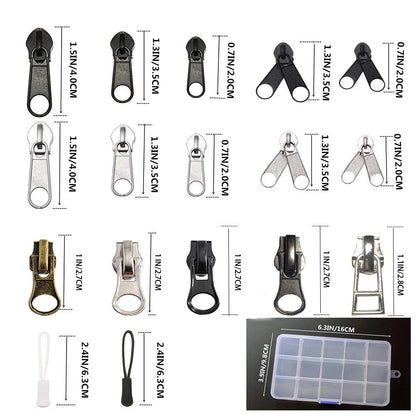 JOSDIOX 255 Pcs Zipper Repair Kit with 255 pieces, black silvery bronze white