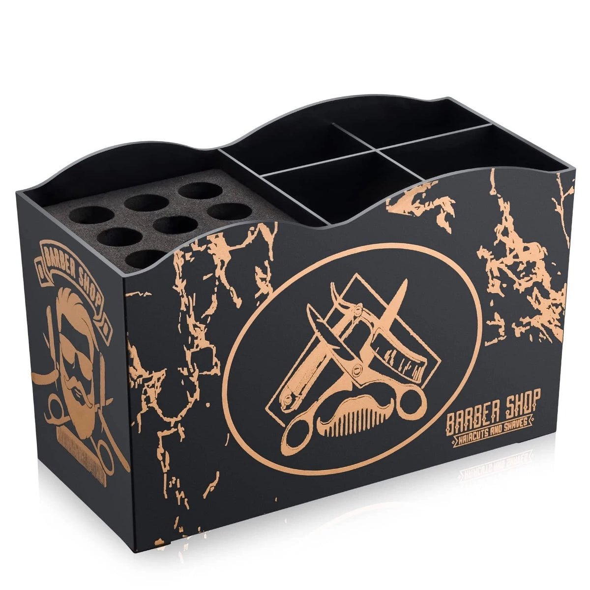 Noverlife Barber Scissors Holder Box, Professional Beard Man Style - Black
