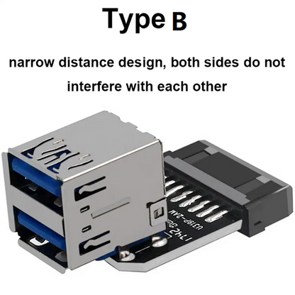 Motherboard USB3.0 19PIN / 20PIN Connector To 2 Port USB 3.0 Female Adapter