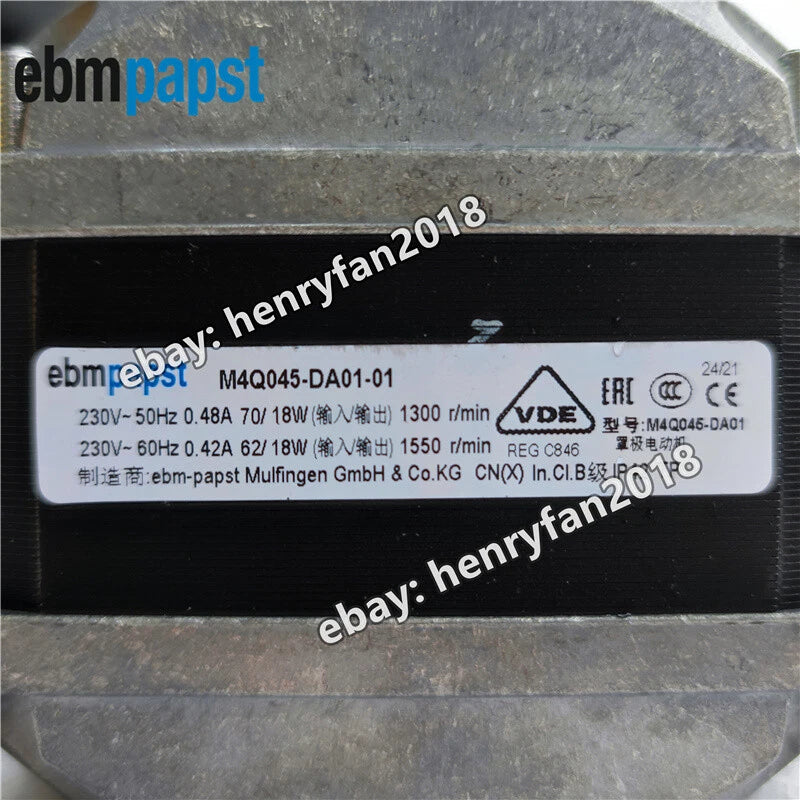Ebmpapst Motor M4Q045-DA01-01  230VAC 62/18W 0.42A Freezer/Condenser Fan Motor