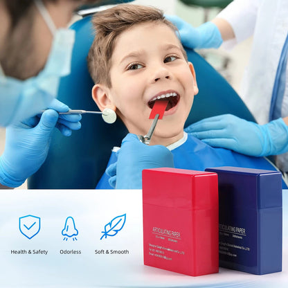 Dental Articulating Paper 300 PCS, Plastic Dispenser Blue 100 Micron