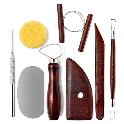 LINPHCEY 8-Piece Clay Sculpting Tools Set Perfect for Polymer RED WOOD - 8PCS