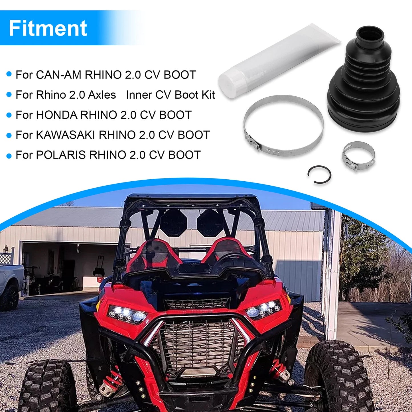 For Rhino 2.0 CV Front/Rear Axle Replacement Boot Kit