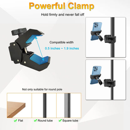 Phone Holder for Mic Stand, Treadmill, Spin Bike, Stroller, Adjustable black