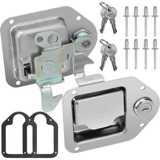 2Pcs Trailer Door Latch Handle Lock Keys Fit For Camper RV Truck Tool box