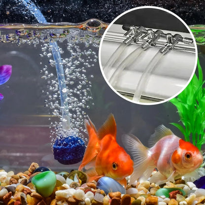 Aquarium Air Pump Valve, Line Splitter Metal Fish 8 Way, Silver