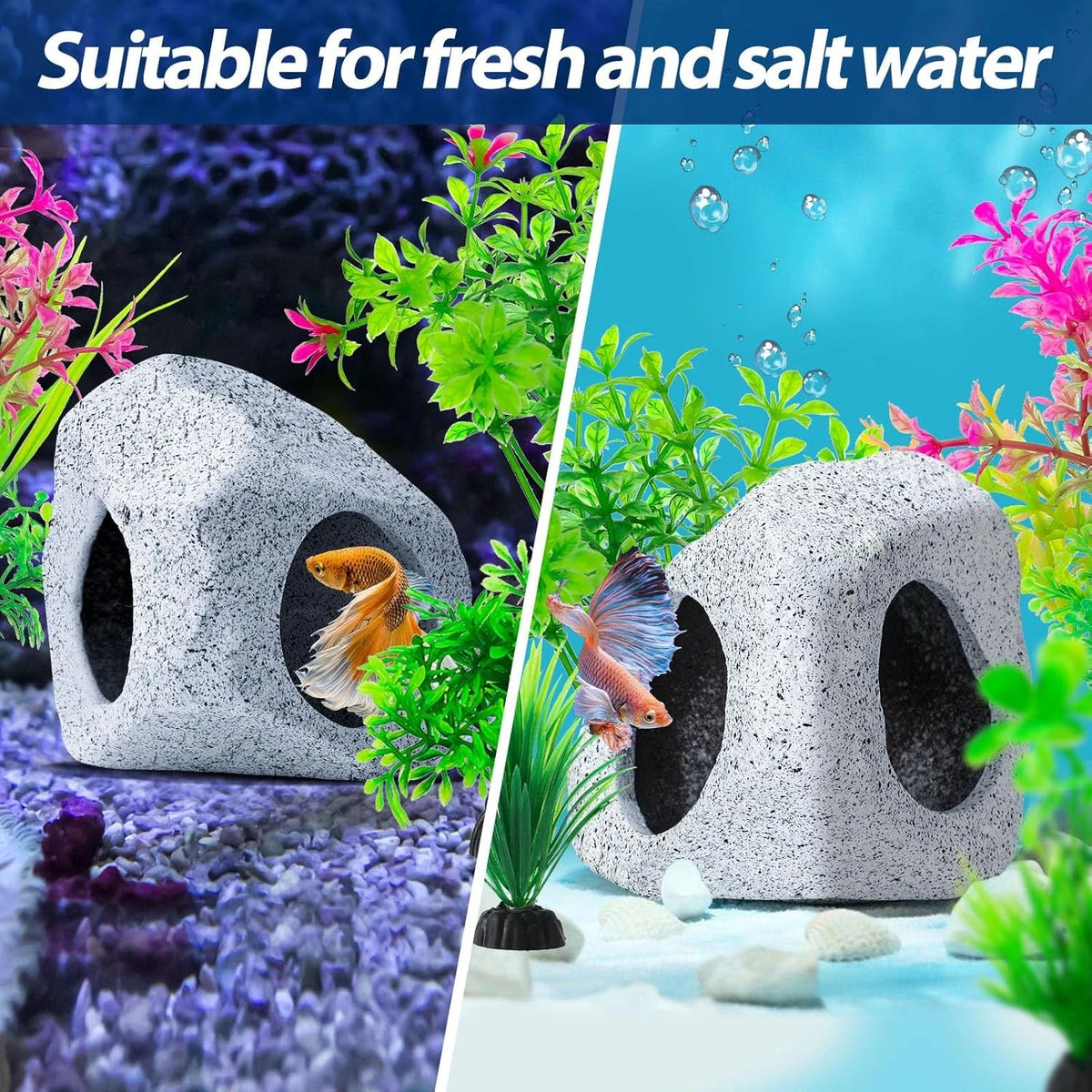 CousDUoBe 10Pcs Aquarium Hideaway Rock Cave Fish Tank Decorations 10 Pack