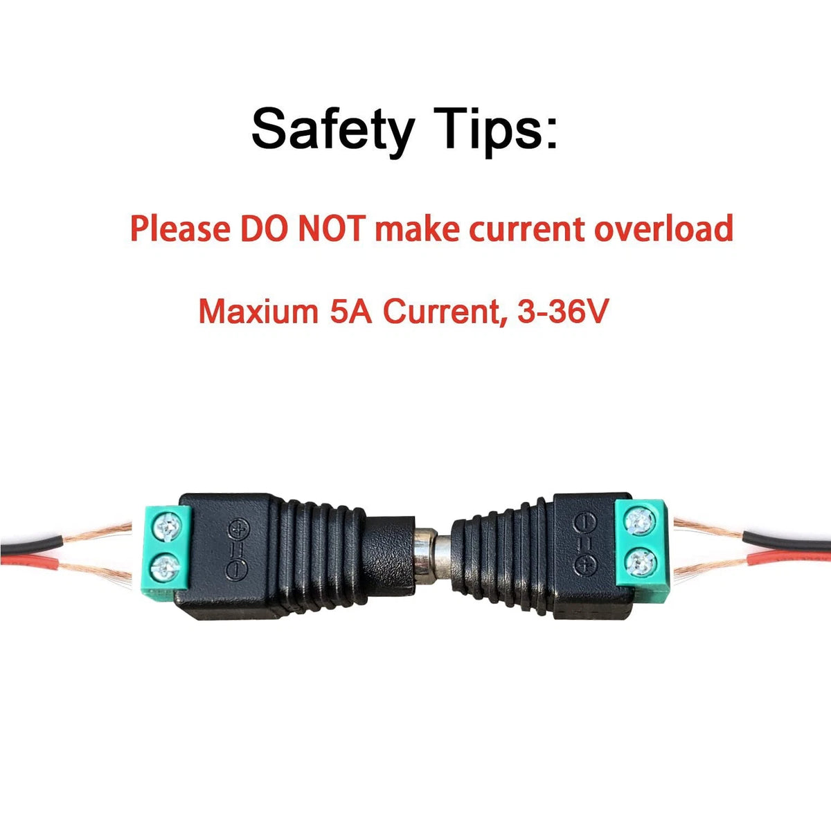 DAYKIT 10 Pairs 12V Male+Female 2.1x5.5MM DC Power Jack Plug 2.1x5.5MM, Black